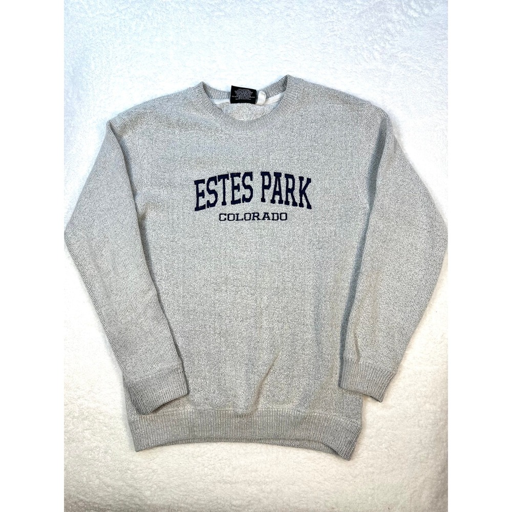 Estes Park Colorado Comfortex USA Womens M crew neck sweatshirt gray knit‎